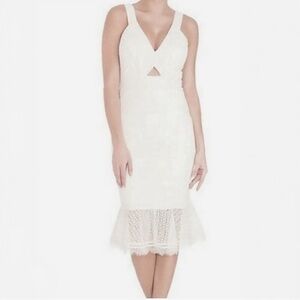 Guess Lace Cutout Midi Dress, White, Size 2